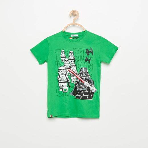 Reserved - T-shirt z nadrukiem lego - Zielony - męska Reserved zielony 140 