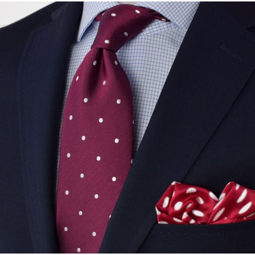 Krawat jedwabny w grochy (bordowy) czerwony Republic Of Ties  