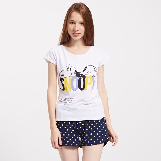 Reserved - Dwuczęściowa piżama snoopy - Kremowy - damska Reserved bezowy XL 