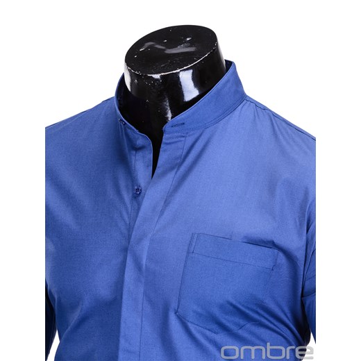 Koszula męska elegancka z długim rękawem K307 - jasnogranatowa