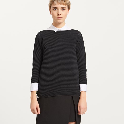 Reserved - Sweter o prążkowanej fakturze - Czarny - damska Reserved  L 