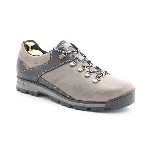 KENT 290 SZARY-CZARNY - Trekkingowe buty męskie 100% skórzane