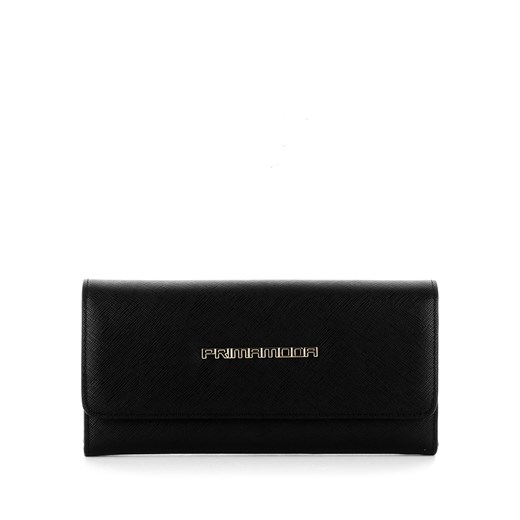 Czarny portfel ze skóry saffiano  czarny  Primamoda