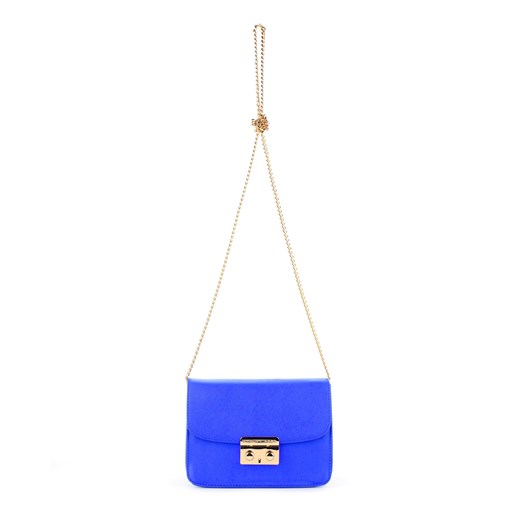 Niebieska torebka ze złotym łańcuszkiem  niebieski  Primamoda