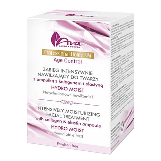 Ava Professional Home Spa Age Control zabieg intensywnie nawilżający do twarzy z ampułką z kolagenem i elastyną kosmetyki-maya rozowy krem nawilżający