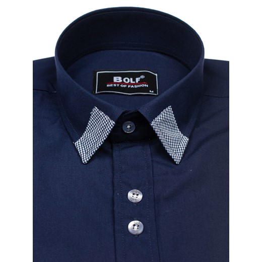 Granatowa koszula męska elegancka z długim rękawem Bolf 6952  Denley.pl XL wyprzedaż  