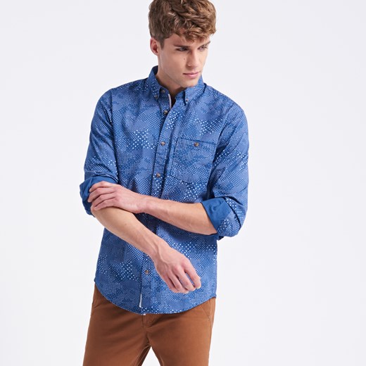 Reserved - Koszula w minimalistyczny wzór - Niebieski - męska Reserved  M 