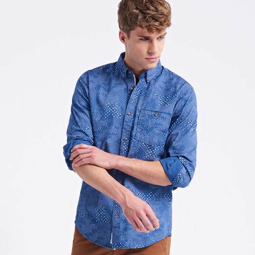 Reserved - Koszula w minimalistyczny wzór - Niebieski - męska  Reserved XL 
