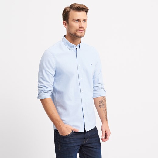 Reserved - Bawełniana koszula regular fit - Niebieski