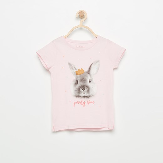 Reserved - T-shirt z króliczkiem - Różowy
