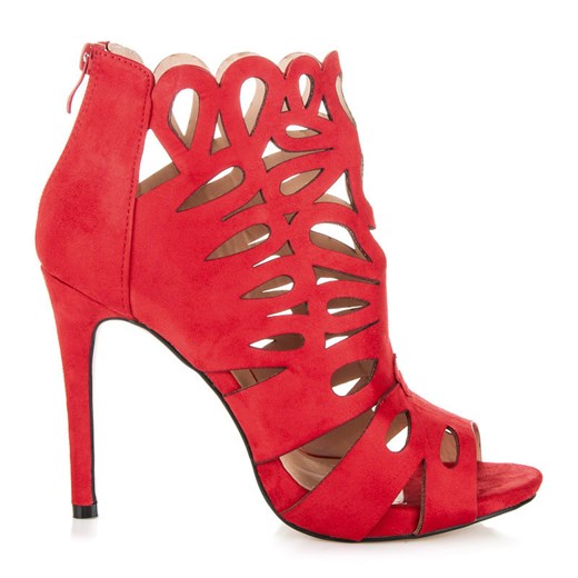 Botki szpilki ażurowe czerwone MELODY  Style Shoes 39 merg.pl