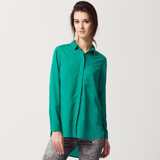 Mohito - Koszula z połyskującej tkaniny - Zielony Mohito niebieski 38 