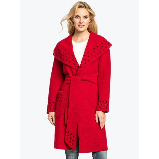 Czerwony płaszcz wełniany COAT Potis&verso pomaranczowy 44 wyprzedaż Eye For Fashion 