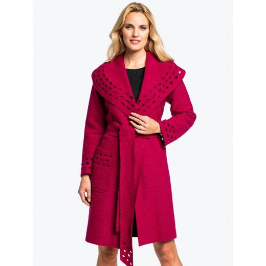 Bordowy płaszcz wełniany COAT czerwony Potis&verso 38 wyprzedaż Eye For Fashion 
