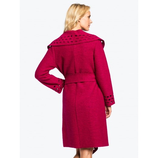 Bordowy płaszcz wełniany COAT Potis&verso czerwony 42 wyprzedaż Eye For Fashion 
