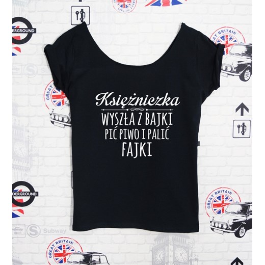 bluzka czarna "KSIĘŻNICZKA WYSZŁA Z BAJKI PIĆ PIWO I PALIĆ FAJKI' Time For Fashion