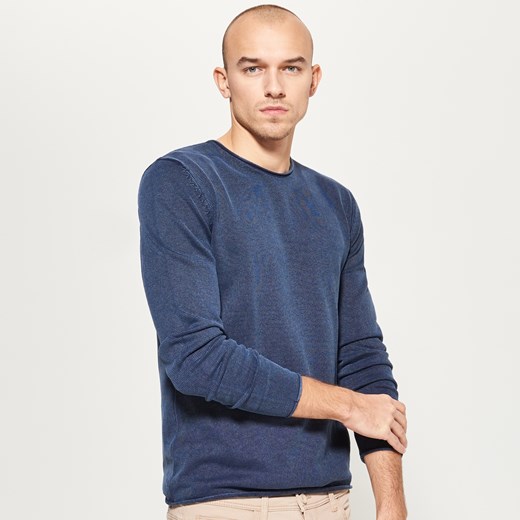 Reserved - Sweter z zarysowaną fakturą - Granatowy Reserved  XXL 