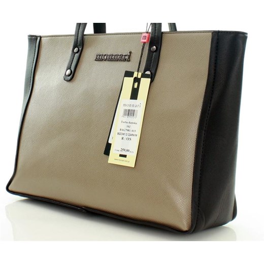 MONNARI Klasyczna torebka kuferek na ramię beżowy z czarnym Monnari  One Size merg.pl