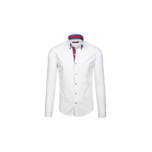 Biała koszula męska elegancka z długim rękawem Bolf 6965  Denley.pl M  okazja 