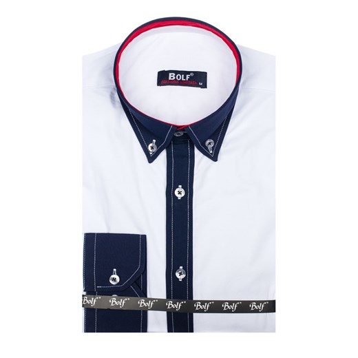 Biała koszula męska elegancka z długim rękawem Bolf 7701 Denley.pl  XL okazyjna cena  