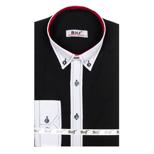 Czarna koszula męska elegancka z długim rękawem Bolf 7701 Denley.pl  XL okazyjna cena  