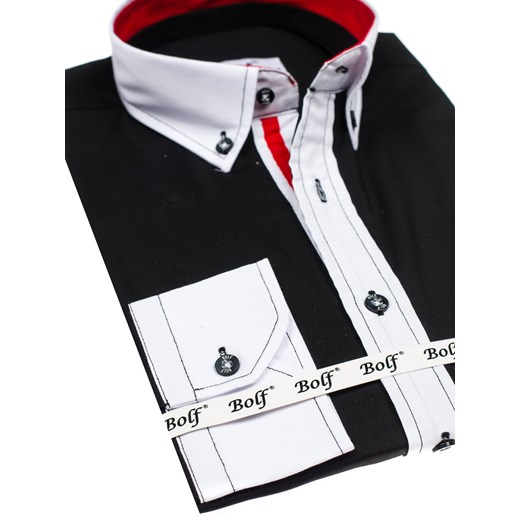 Czarna koszula męska elegancka z długim rękawem Bolf 7701  Denley.pl M wyprzedaż  