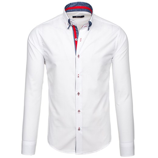 Biała koszula męska elegancka z długim rękawem Bolf 6965  Denley.pl M okazja  