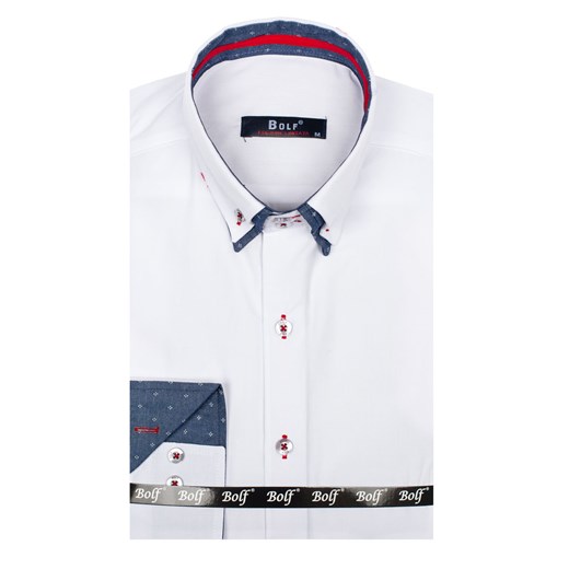 Biała koszula męska elegancka z długim rękawem Bolf 6965 Denley.pl  XL okazyjna cena  
