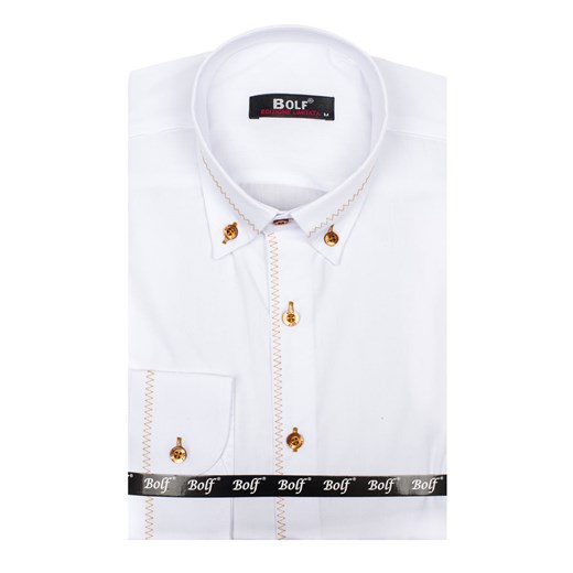Biała koszula męska elegancka z długim rękawem Bolf 6964  Denley.pl L okazja  