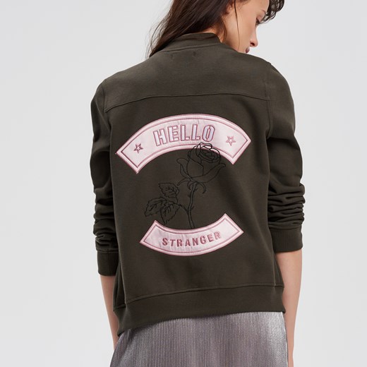 Cropp - Bluza typu bomber - Zielony Cropp szary M