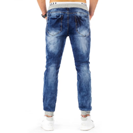 Spodnie jeansowe joggery męskie niebieskie (ux0807) Jeans niebieski S33 DSTREET
