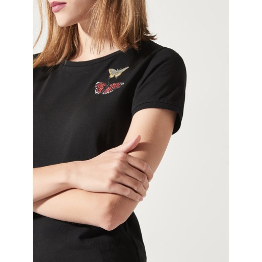 House - T-shirt z wyszywanymi motylami - Czarny House czarny XL 