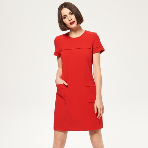 Reserved - Sukienka z kieszeniami - Czerwony Reserved pomaranczowy 44 