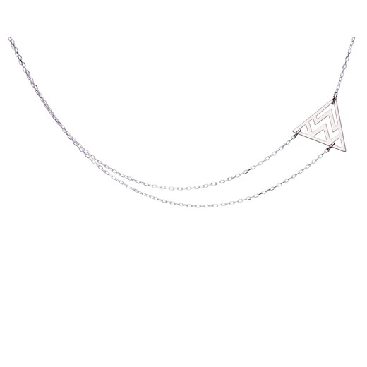 Naszyjnik srebrny, delikatny podwójny łańcuszek, ażurowy modny trójkąt blaszka