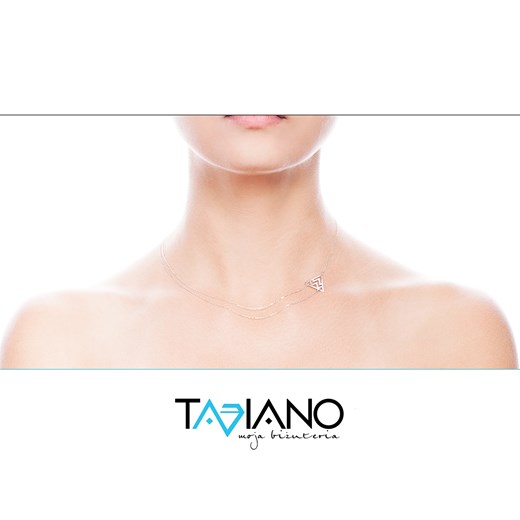 Naszyjnik srebrny, delikatny podwójny łańcuszek, ażurowy modny trójkąt blaszka  Taviano 46 wyprzedaż Taviano moja biżuteria 