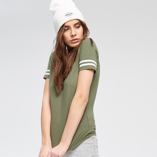 Cropp - T-shirt w militarnym stylu - Zielony Cropp szary S 