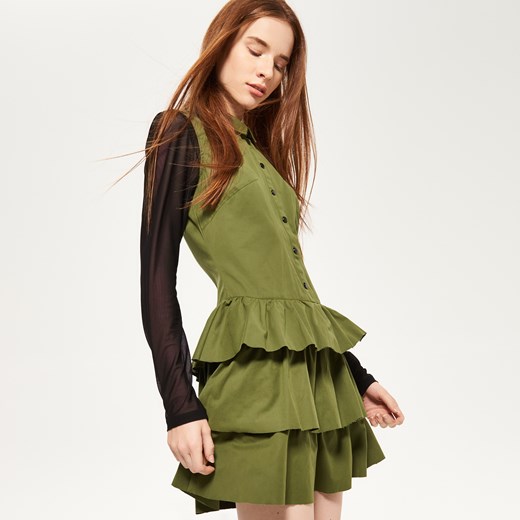 Reserved - Sukienka z falbankami - Zielony zielony Reserved 36 