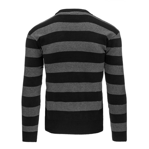 Sweter męski w paski czarny (wx0882)