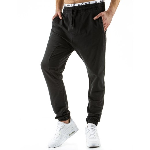 Spodnie męskie dresowe baggy czarne (ux0508)
