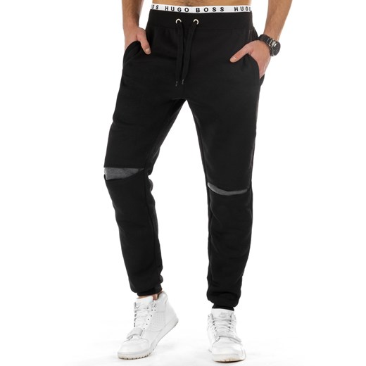 Spodnie męskie dresowe baggy czarne (ux0786)