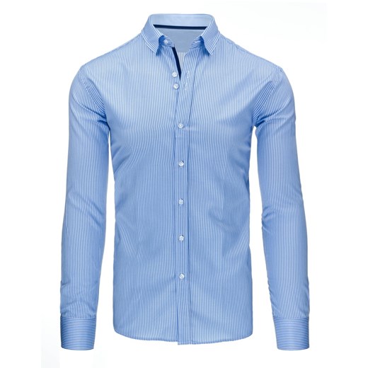 Niebieska koszula męska w paski (dx1059)