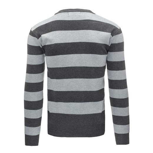 Sweter męski w paski antracytowy (wx0875)