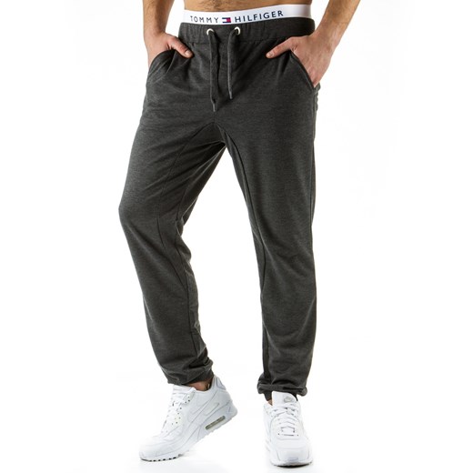 Spodnie męskie dresowe baggy antracytowe (ux0539)