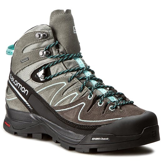 Trekkingi SALOMON - X Alp Mid Ltr Gtx W 394732 21 V0 Shadow/Castor Gray/Aruba Blue Salomon szary 38 eobuwie.pl