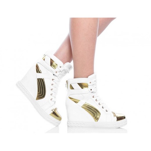 Stylowe Białe Sneakersy - Złote Zdobienia