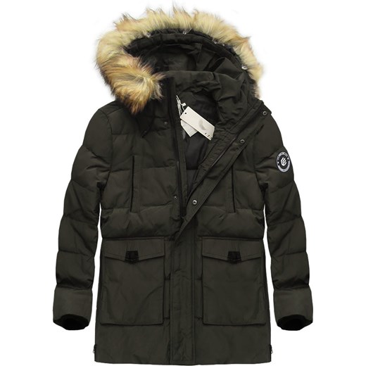 KURTKA ZIMOWA Z PUCHU NATURALNEGO KHAKI (5015) Ljr 4XL goodlookin.pl okazja