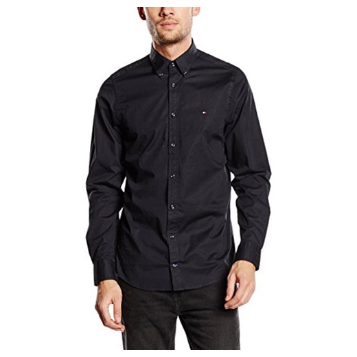 Koszula Tommy Hilfiger STRETCH POPLIN SF2 dla mężczyzn, kolor: czarny, rozmiar: Large czarny Tommy Hilfiger XL Amazon