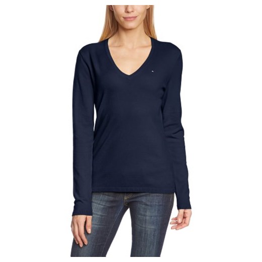 Sweter Tommy Hilfiger NEW IVY V-NK SWTR dla kobiet, kolor: niebieski (CORE NAVY 475), rozmiar: 34 (rozmiar producenta: XS) czarny Tommy Hilfiger 42 (Herstellergröße: XL) Amazon