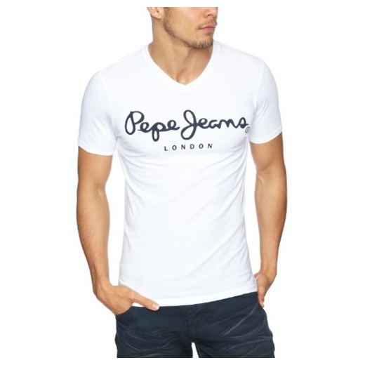 Pepe Jeans dla mężczyzn T-Shirt oryginalne Stretch V -  oryginalna small biały