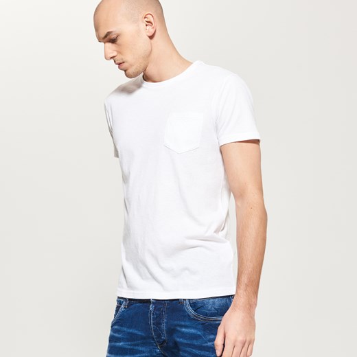 Reserved - Gładki t-shirt - Biały  Reserved L 